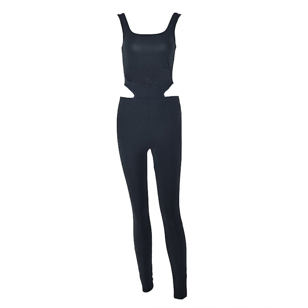 Hollow out square neck backless tank jumpsuit  | Festival Outfits Women