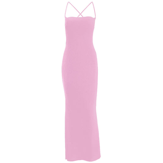 Cross back self tie square neck backless maxi dress  | Festival Outfits Women