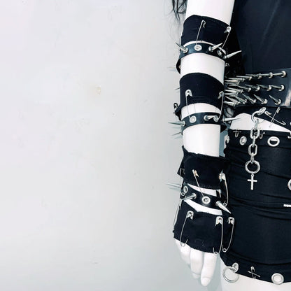 Hollow out o ring metal chain irregular mini skirt set  | Festival Outfits Women