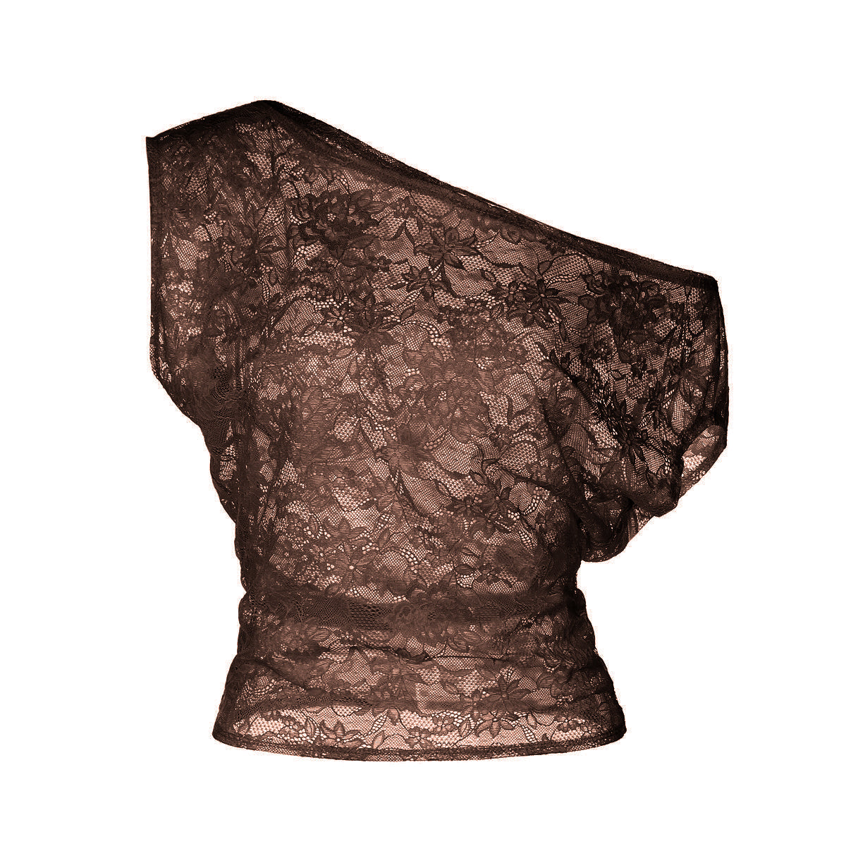One shoulder irregular lace see through top  | Festival Outfits Women