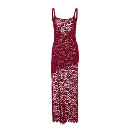 Lace u neck see through backless mini dress  | Festival Outfits Women