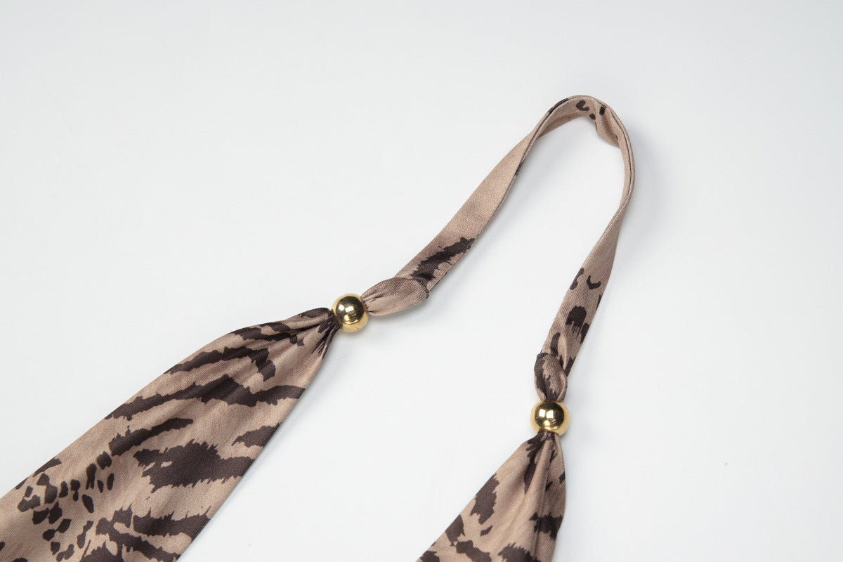 Halter self tie hollow out tiger print pant set  | Festival Outfits Women