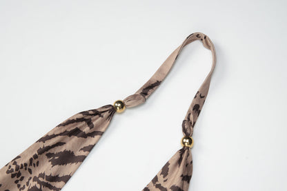 Halter self tie hollow out tiger print pant set  | Festival Outfits Women