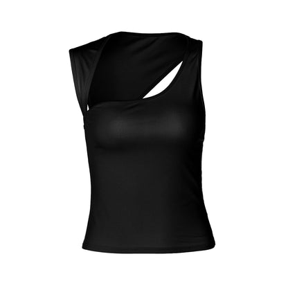 Irregular sleeveless solid tank top  | Festival Outfits Women