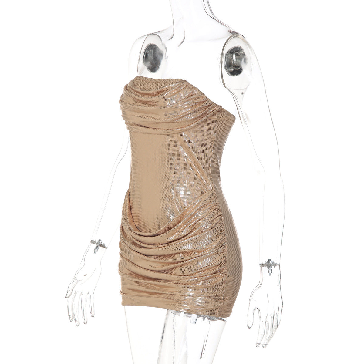Ruched polka dot backless tube mini dress  | Festival Outfits Women