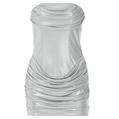 Ruched polka dot backless tube mini dress  | Festival Outfits Women