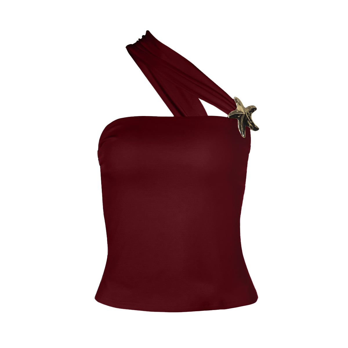 One shoulder irregular five-pointed star applique top  | Festival Outfits Women
