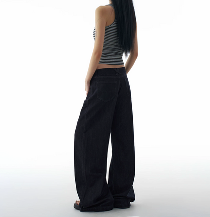 Pocket solid low rise straight leg | Baggy Low Rise Jeans  | Festival Outfits Women