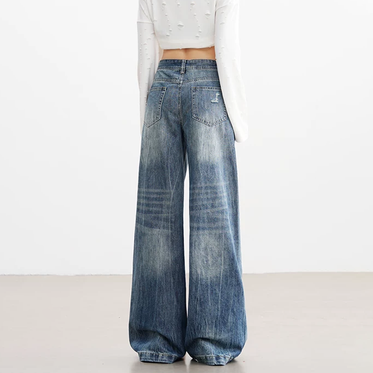 Lightning pattern button zip-up low rise straight leg | Baggy Low Rise Jeans  | Festival Outfits Women