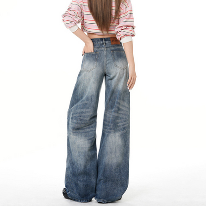 Contrast button zip-up straight leg | Baggy Low Rise Jeans  | Festival Outfits Women
