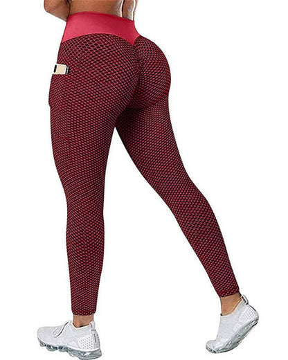 Large Size Honeycomb Bird's Eye Fabric Hip Lift Side Mobile Phone Pocket Leggings
