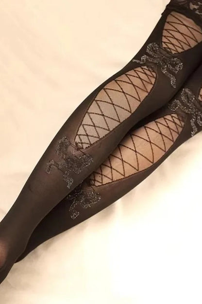 Black Lace Sheer Fishnet Thigh High Stay Up Socks