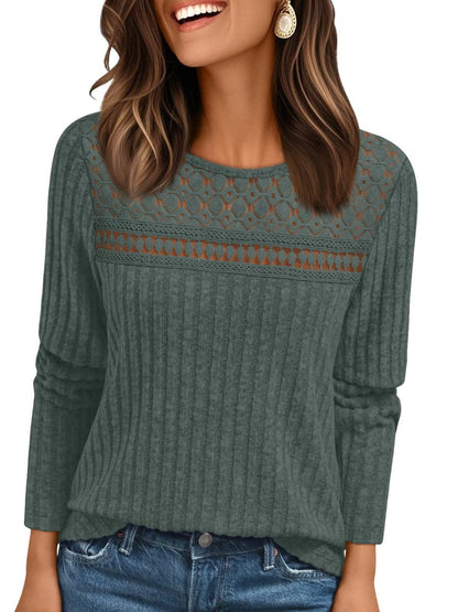 Pit Strip Loose Hollow Lace Stitching T-shirts
