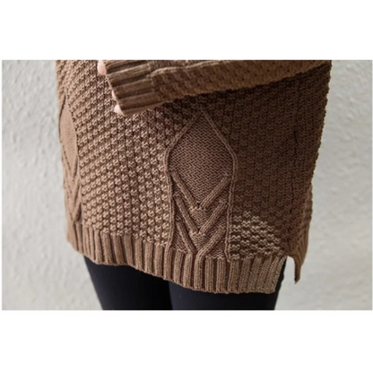 Jersey de cuello alto para mujer con mangas de punto trenzado | Ideal para otoño/invierno