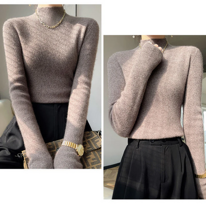 Jersey de cuello alto ajustado y grueso para mujer | Ideal para otoño/invierno