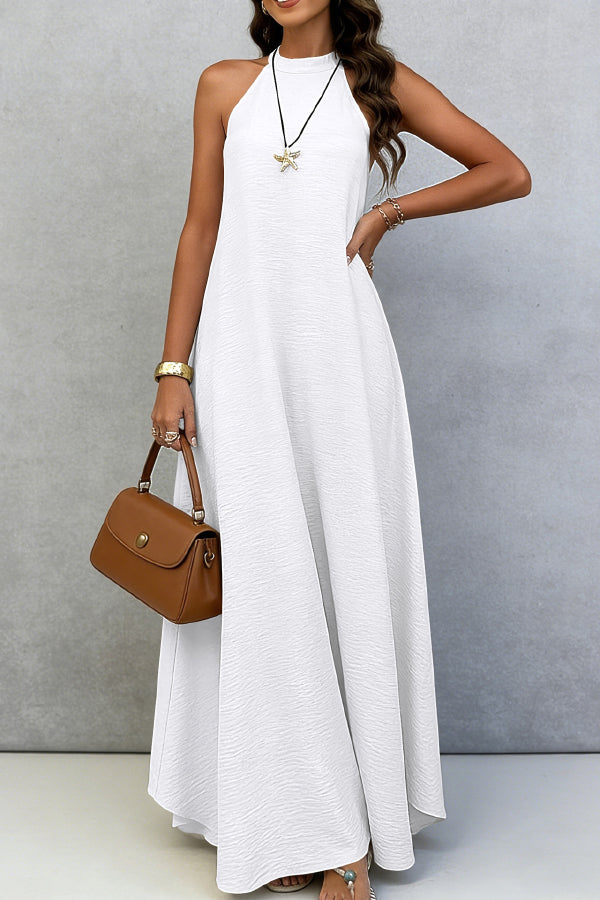 Solid Color Sleeveless Loose Casual Vacation Style Maxi Dress