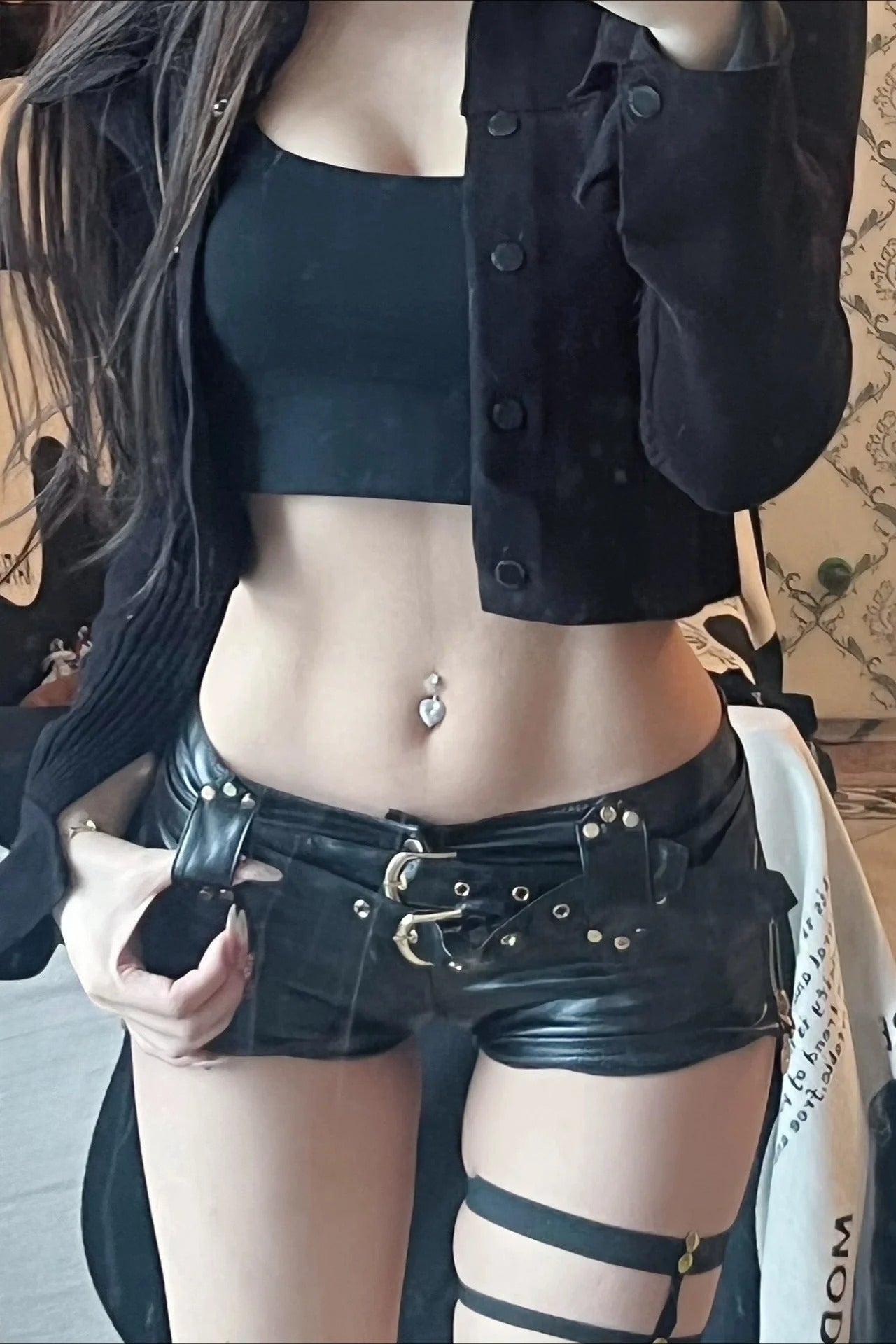 Edgy Y2K Low-Rise Booty PU Leather Shorts