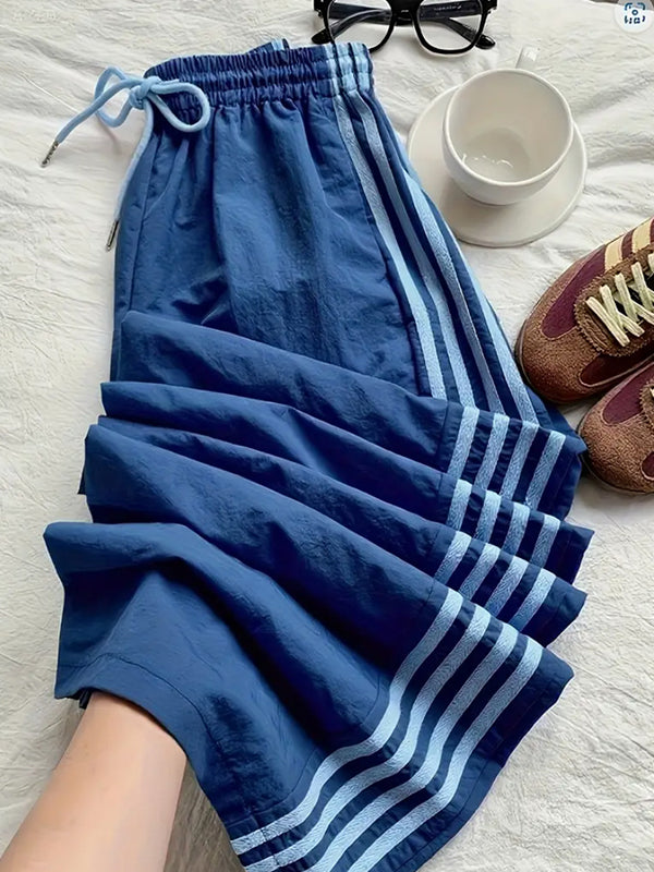 Retro Four-Stripe Straight Leg Pants