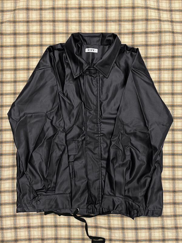 Oversized Black Faux Leather Jacket