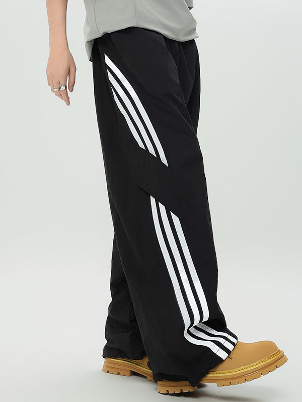Stripe Print Wide Leg Pants