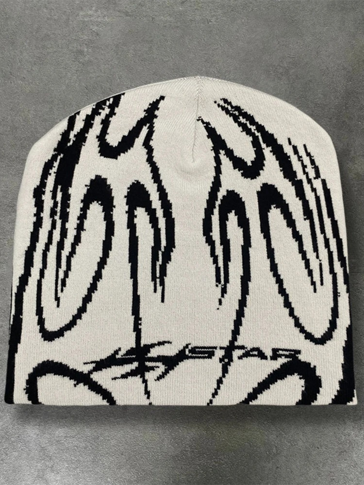 Striped Jacquard Warm Hip-Hop Pullover Hat