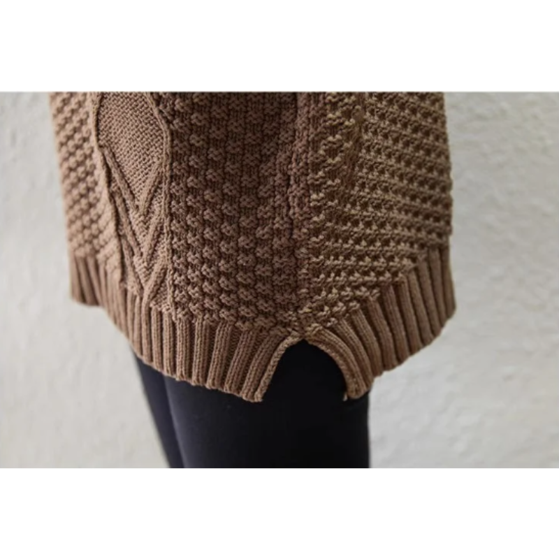 Jersey de cuello alto para mujer con mangas de punto trenzado | Ideal para otoño/invierno
