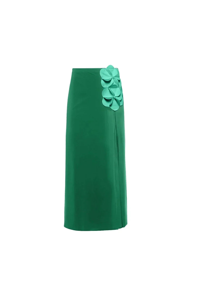 Traje de baño sin tirantes con estampado floral 3D verde