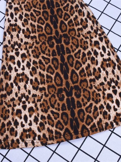 Women's Stylish Leopard Print High Waisted Flared Pants | Ideal for Everyday Wear