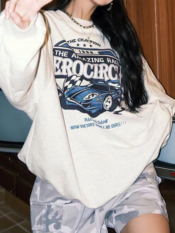 Vintage Racing Car Print Sweatshirt