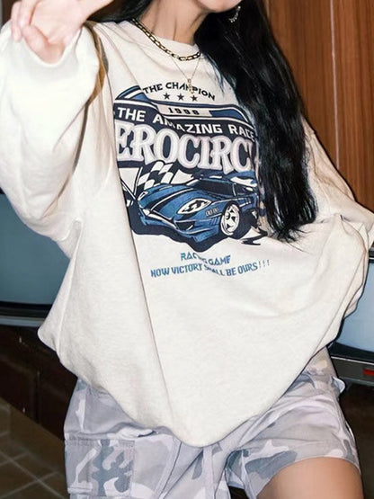 Vintage Racing Car Print Sweatshirt