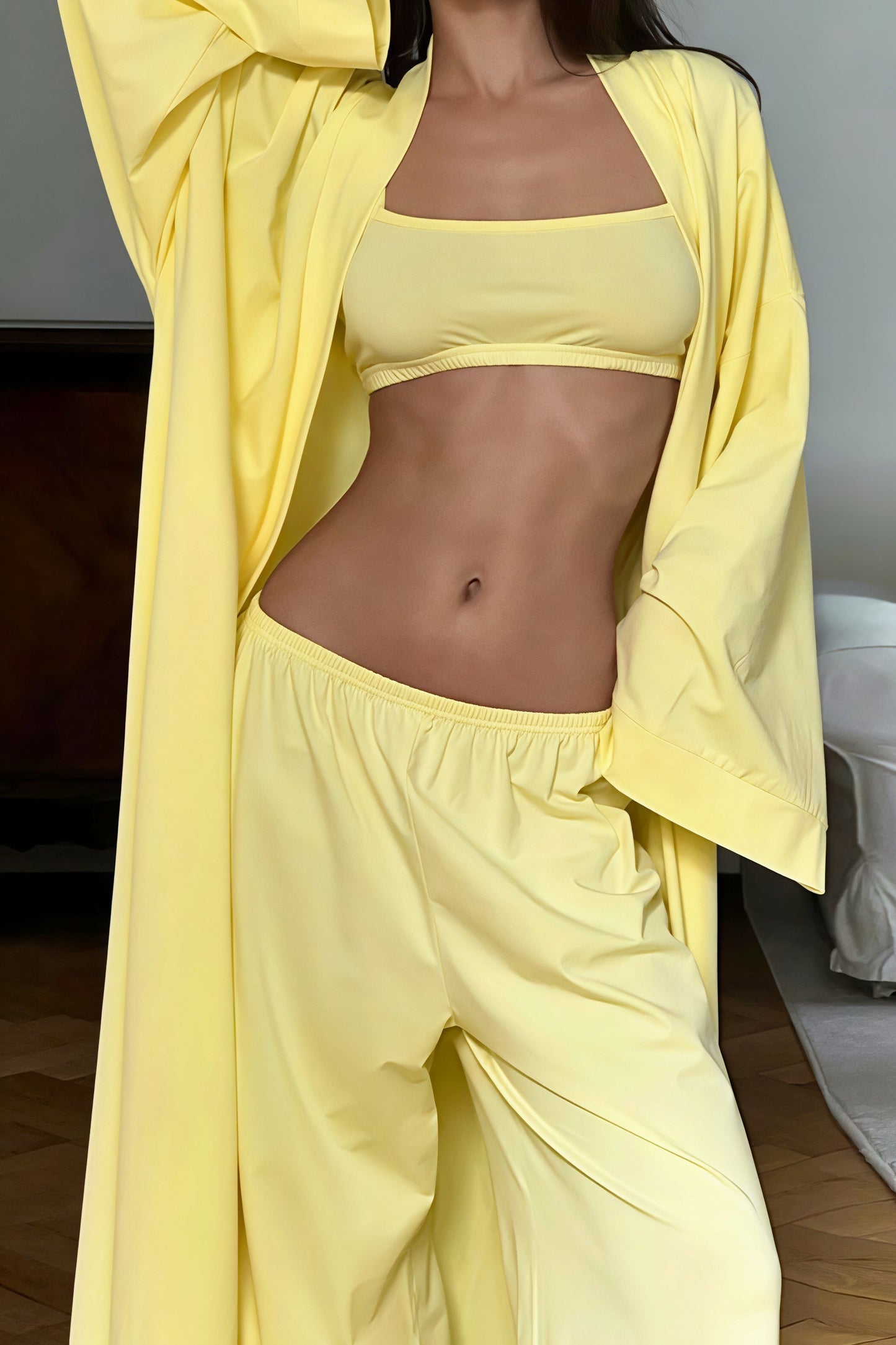 Casual Strapless Wide Leg Three Piece Set