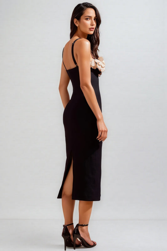 Zoratd Black Strapless Lace Bandage Midi Dress