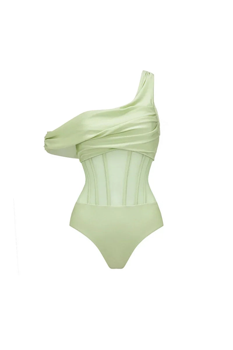 Conjunto de traje de baño estilo vintage verde manzana