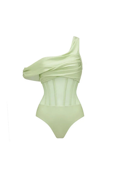 Conjunto de traje de baño estilo vintage verde manzana