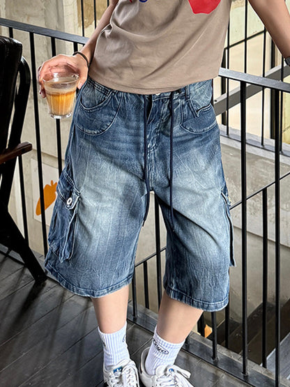 American Washed Loose Denim Shorts