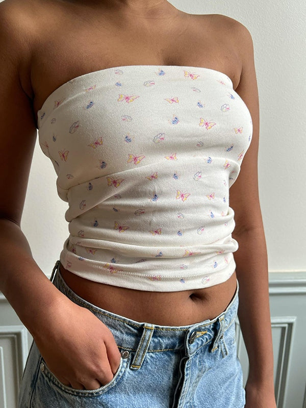 Butterfly Print Bandeau Top