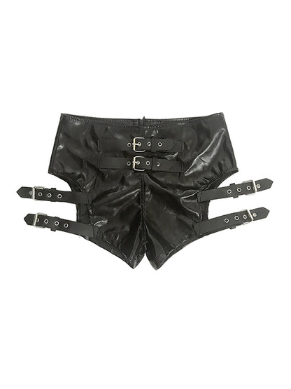 Punk Leather Hollow Shorts