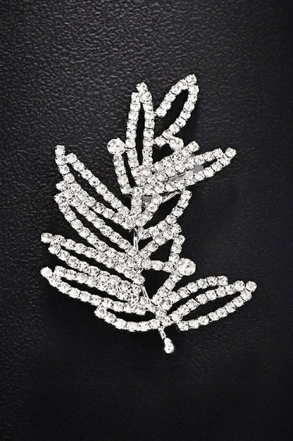 Rhinestone Leaf Ear-Cuff Earrings