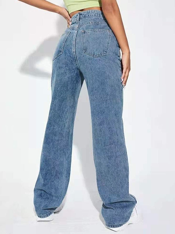 Washed Mopping Boyfriend Jeans