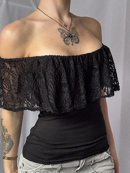 Lace Panels Short Sleeve