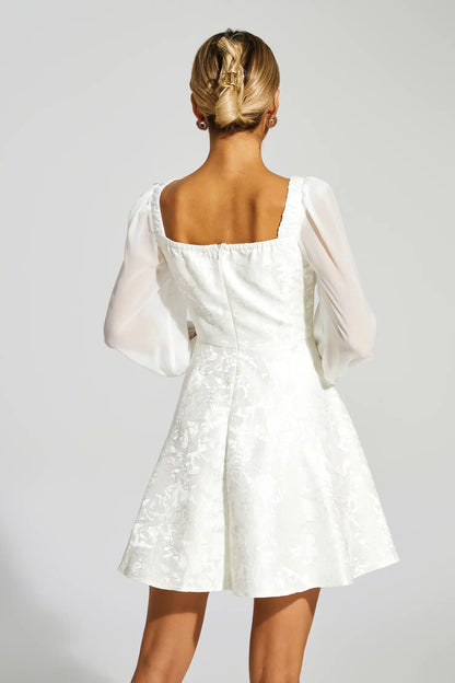 Francis White Lantern Sleeves Mini Dress