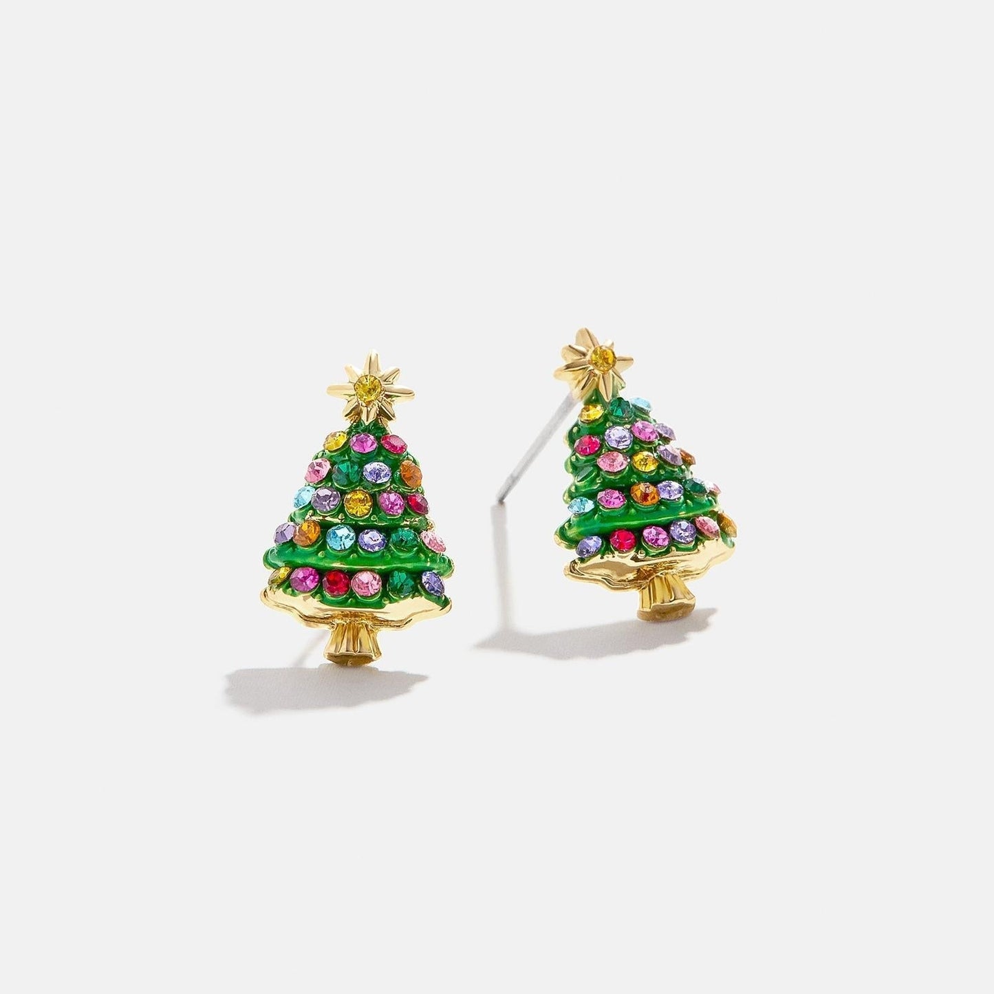 Copper Rhinestone Christmas Stud Earrings
