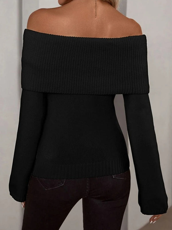 Solid Off Shoulder Knit Sweater