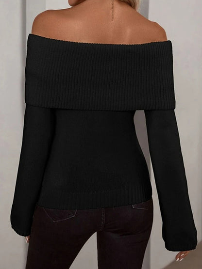 Solid Off Shoulder Knit Sweater