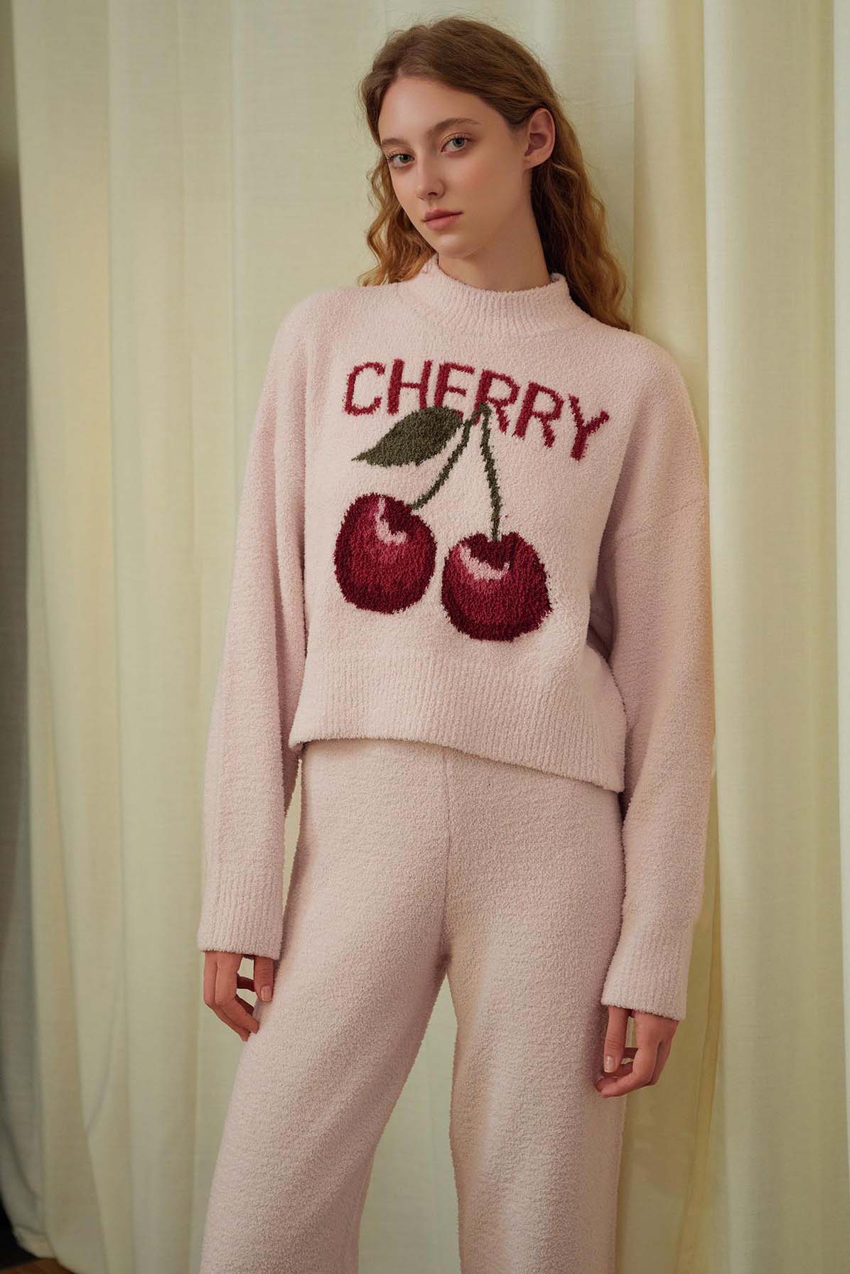 Conjunto de terciopelo suave y cereza