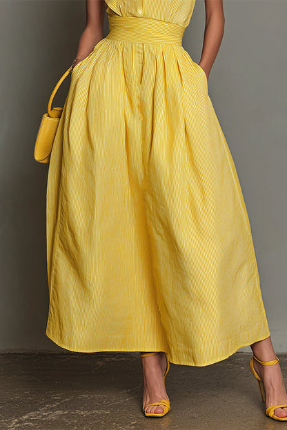 Vintage Riviera Striped Halter Dress
