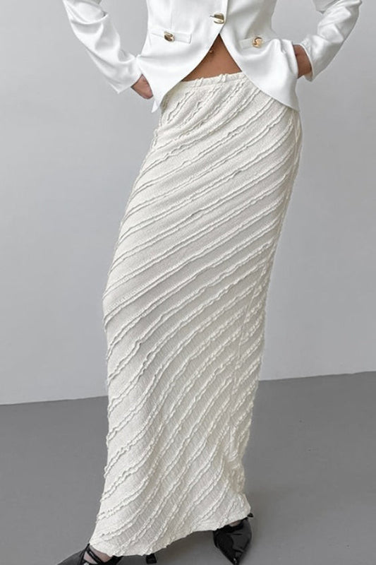 Lace Trim High-Slit Long Skirt