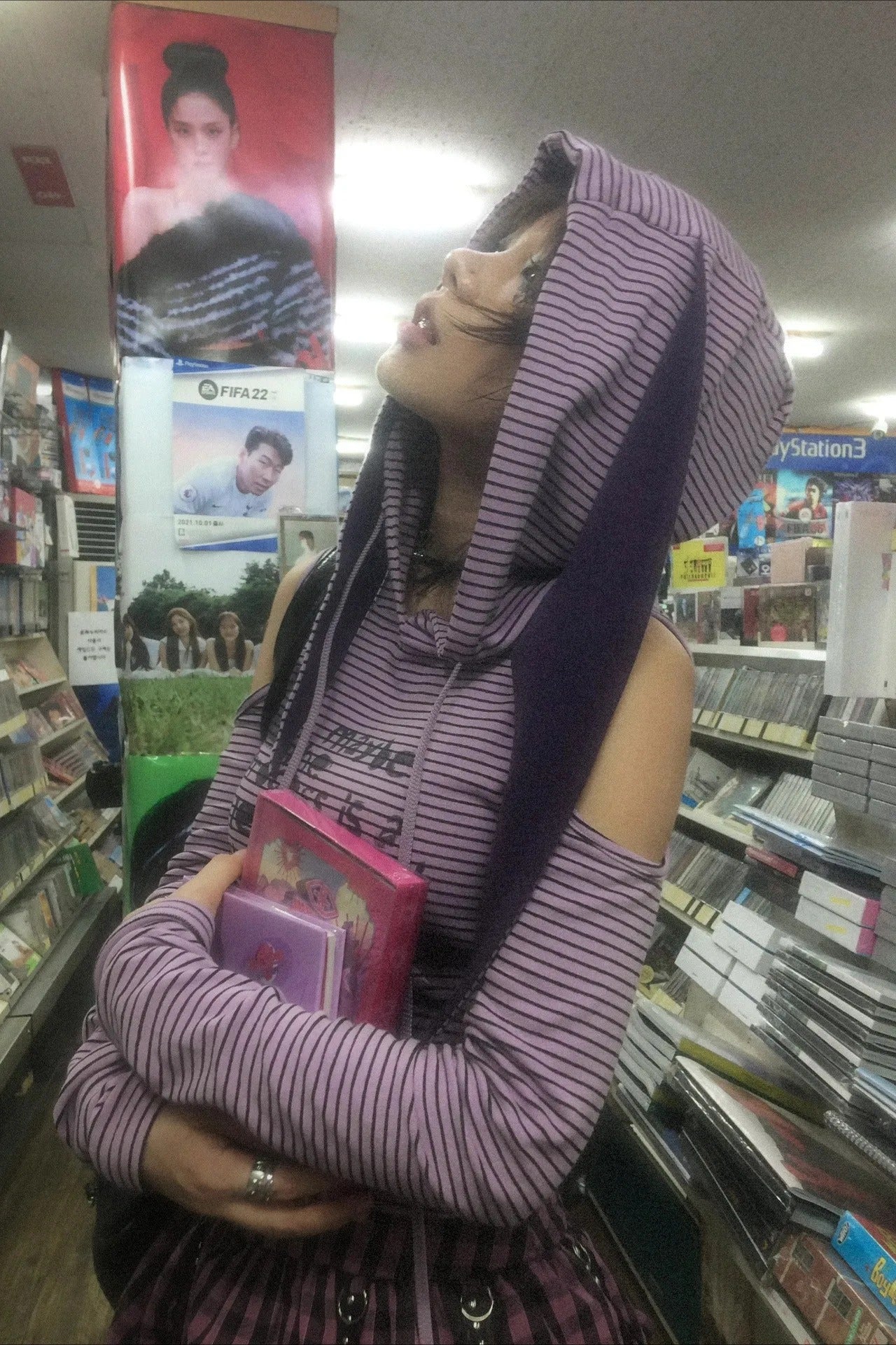Vintage Y2K Harajuku Purple Striped Knit Top