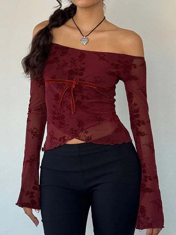 Off Shoulder Long Sleeves Tee