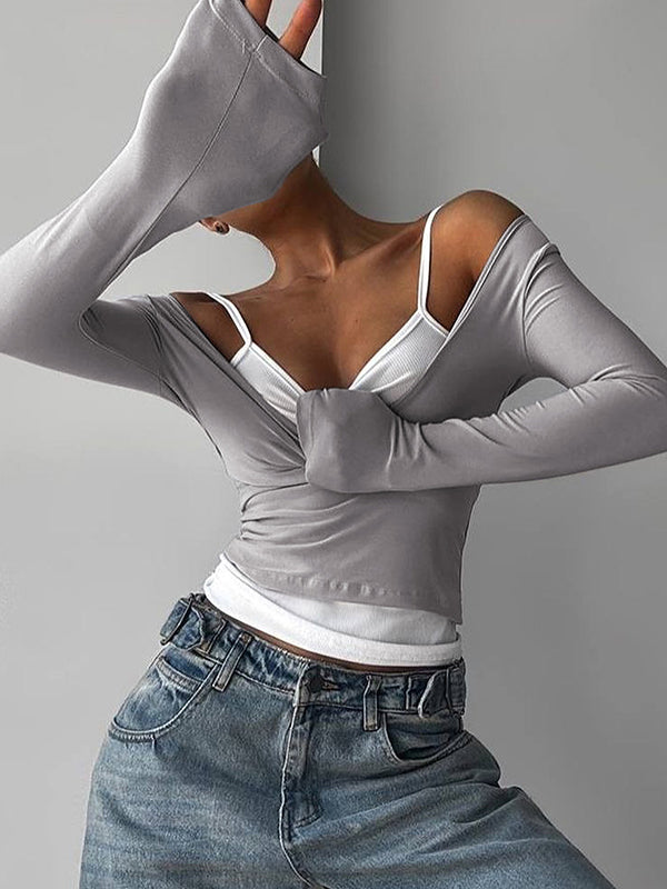 Colour Block Two Piece Long Sleeve Tee